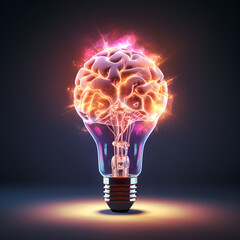 Human brain lightbulb new ideas concept Generative AI