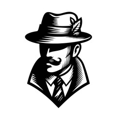 Vector logo of a detective. black and white logo of an investigator. can be used as an emblem, logo, sign, or icon.