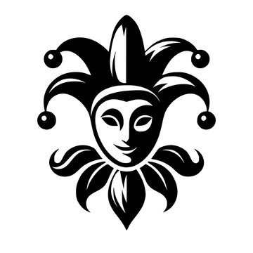 Vector logo of a jester. black and white logo of a medieval joker. professional logo for a clown.
