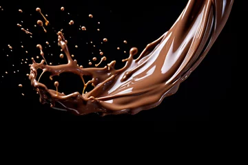 Fototapeten Image of dark Chocolate splash isolated on white background. © Tommyview