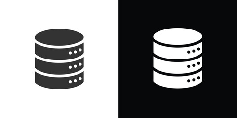 Data server icon on black and white  - obrazy, fototapety, plakaty