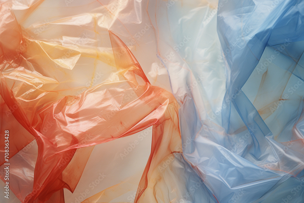 Aufkleber a visually striking abstract pattern created by layering translucent plastic bags.