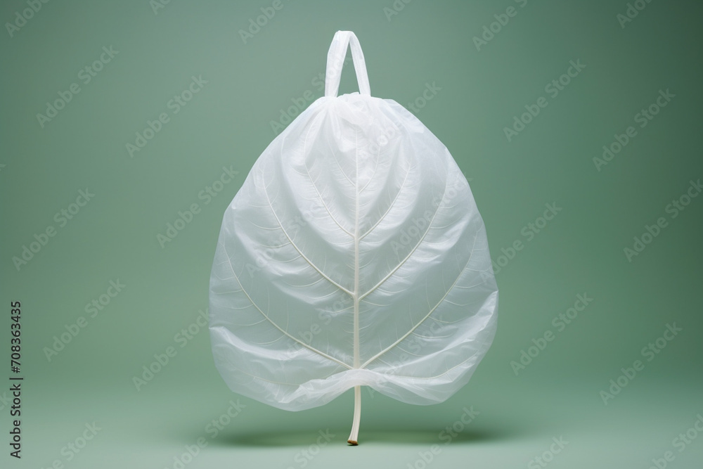 Aufkleber A minimalistic design showing a plastic bag evolving into a leaf, symbolizing change.