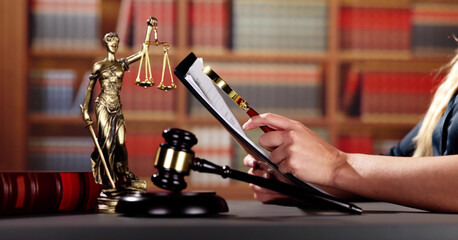 Female Lawyer Reading Legal Invoice