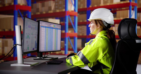 Warehouse Inventory Management On Office Computer