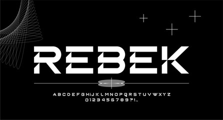 REBEK FONT VECTOR UPPERCASE FUTURISTIC TECHNOLOGY EDITABLE