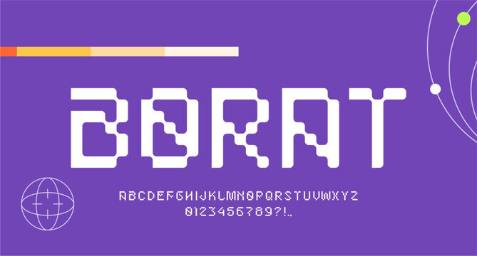 BORAT FONT VECTOR UPPERCASE FUTURISTIC DIGITAL PIXEL EDITABLE