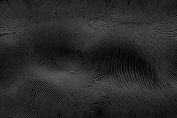 Black abstract background design. Modern wavy line pattern (guilloche curves) in monochrome colors. Premium stripe texture for banner, business backdrop. Dark horizontal vector template