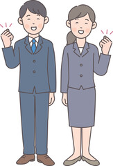 笑顔の会社員の全身イラスト