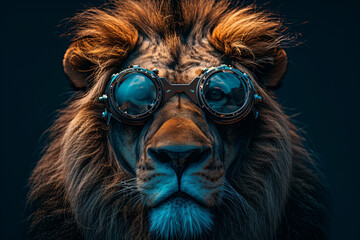a lion wearing glasses