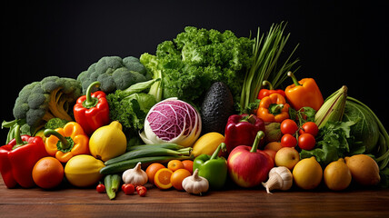 Food background with assorted fresh organic fruits