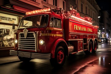 an old red fire truck on the street