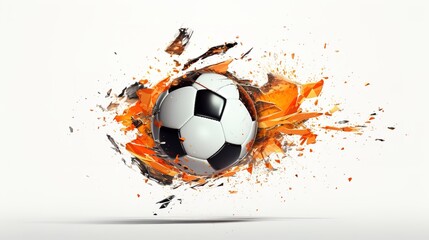 3d wallpaper soccer ball isolated on white