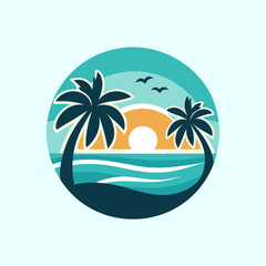 Fototapeta na wymiar T-shirt illustration design for vector beach and coconut tree views