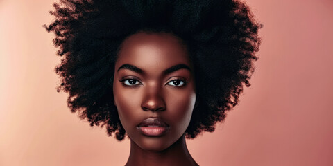 Fototapeta premium Close up of a confident young woman with a peach copyspace background for text