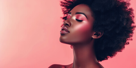 Fototapeta premium Close up of a confident young woman with a peach copyspace background for text