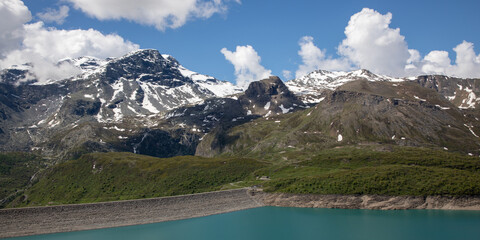 Naklejka na ściany i meble Mont Cenis Lake in french mountains in Val-Cenis in Savoie france