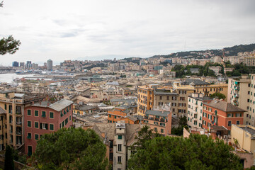 Fototapeta na wymiar Skyline of the city of Genoa in liguria in Italy