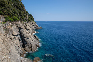 Fototapeta na wymiar Mediterranean sea coastline in Portofino village in Italy