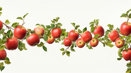Illustrate a border of apples with a central - obrazy, fototapety, plakaty