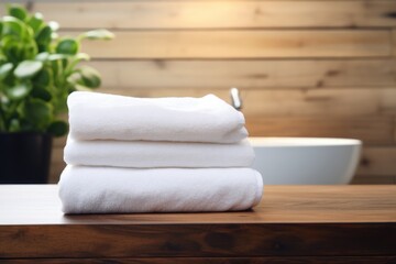 Fototapeta na wymiar white clean towels on the table