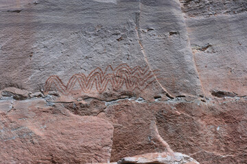 Ancient paintings on prehistoric stone walls