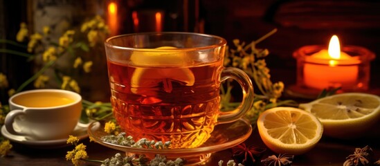Herbal tea, spiced and garnished, ideal for a cozy evening at home.