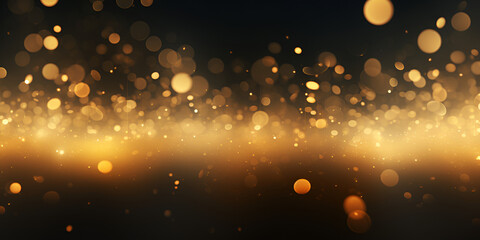 Abstract bokeh light background with golden glitter ,festive background of gold sparkles with bokeh on a dark background, copy space ,also for valentine day 

