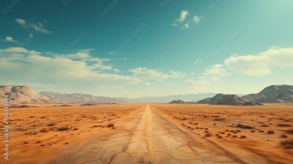 Poster Aerial View of Endless Desert Highway Generative AI