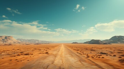 Fototapeta na wymiar Aerial View of Endless Desert Highway Generative AI