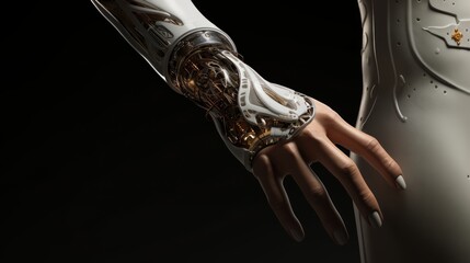 An artistic rendering showcasing the aesthetic design of bionic prostheses, blending modern technology with an elegant and human-centric approach Generative AI