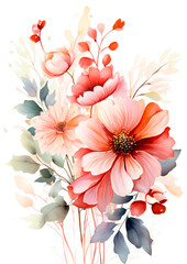 Fototapeta premium Greeting card with watercolor flowers