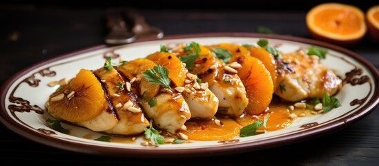Delicious chicken breast marinated in tangy orange sauce.