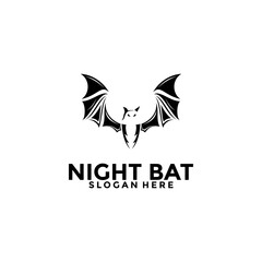 Bat Logo Vintage Hipster Retro silhouette Design Template, bat open wings flying concept elements icon Vector