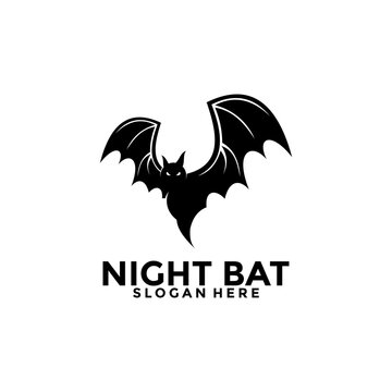 Bat Logo Vintage Hipster Retro silhouette Design Template, bat open wings flying concept elements icon Vector