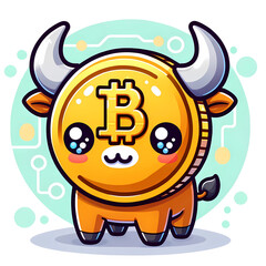 bull's head and a body resembling a Bitcoin