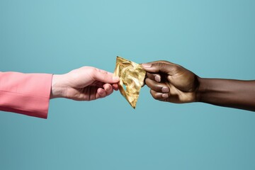 Robots and humans shake hands and exchange words. deep machine learning with artificial intelligence technology ai generative