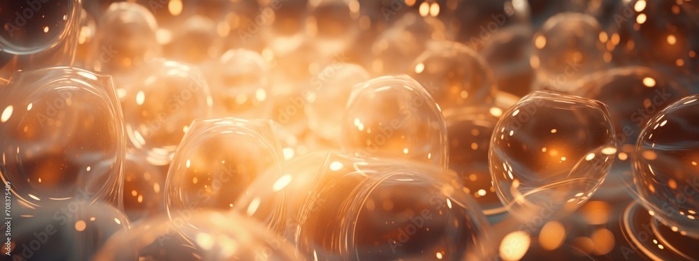 Poster Layers of translucent circles overlapping to produce an abstract and ethereal scene. Generative AI