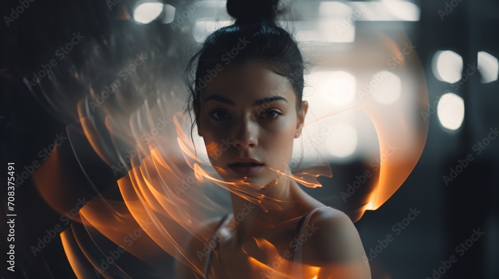 Poster Layers of translucent overlays crafting an abstract and dynamic visual. Generative AI