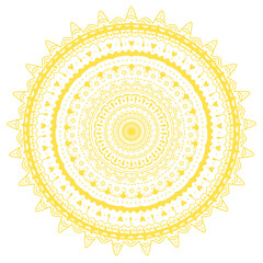 Obraz premium Simple mandala with yellow color, beautiful line shape doodle that that inspired by wheel and flower, vintage that can be use for social media, wallpaper, e.t.c 