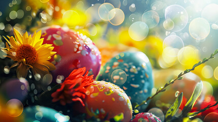 Obraz na płótnie Canvas Beautiful Easter Abstract Background with Easter Eggs 