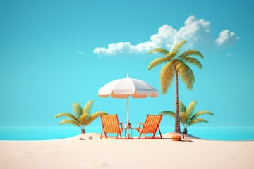 Fototapeta na wymiar A beach chair under a beach umbrella