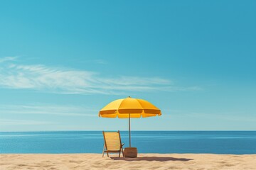 Fototapeta na wymiar A beach chair under a beach umbrella