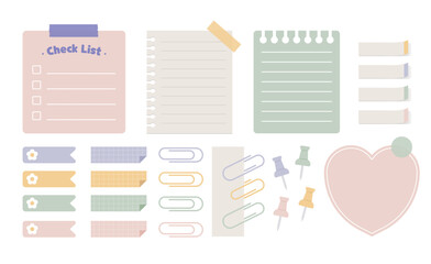 Cute Planner Sticker Organizer Tag, Memo Vector Set for Planner and Weekly Label Electronic Journal