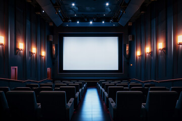 
Beautiful modern cinema with mock-up screen - obrazy, fototapety, plakaty
