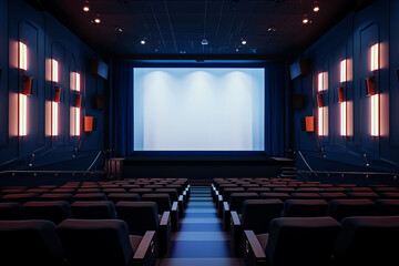 
Beautiful modern cinema with mock-up screen
