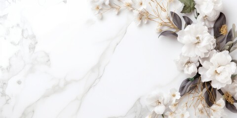 elegant marble background with flower frame