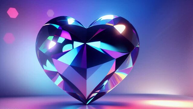 Gem heart made of diamond. Luxure Love background. Loopable. AI generated