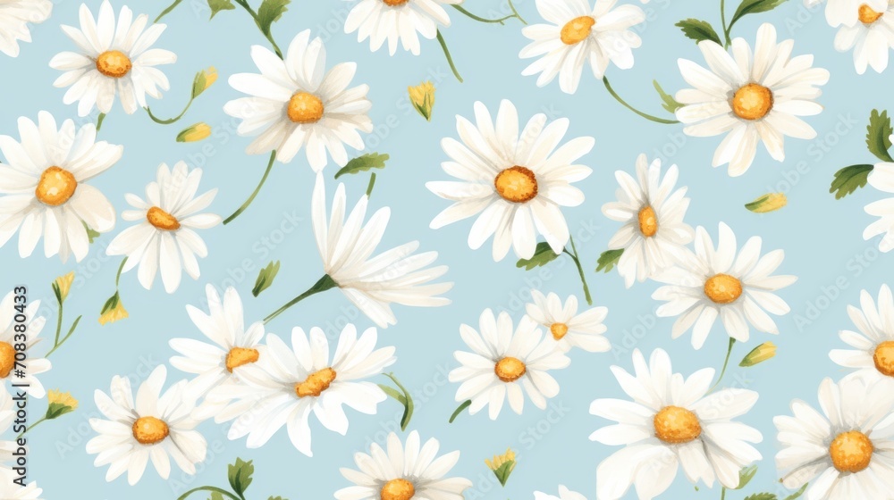 Poster simple aquarelle daisies pattern generative ai