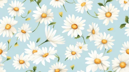 Tuinposter Simple aquarelle daisies pattern Generative AI © vadosloginov
